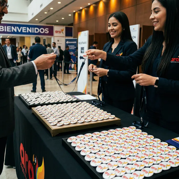 Pines Evento tiendas ARA 2026 Pines metálicos Barranquilla